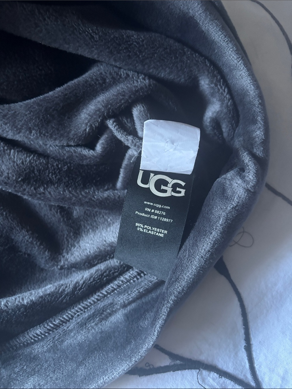 UGG Beckner Cropped Gray Velvet Long Sleeve Pullover Sweatshirt - Picture 9 of 9